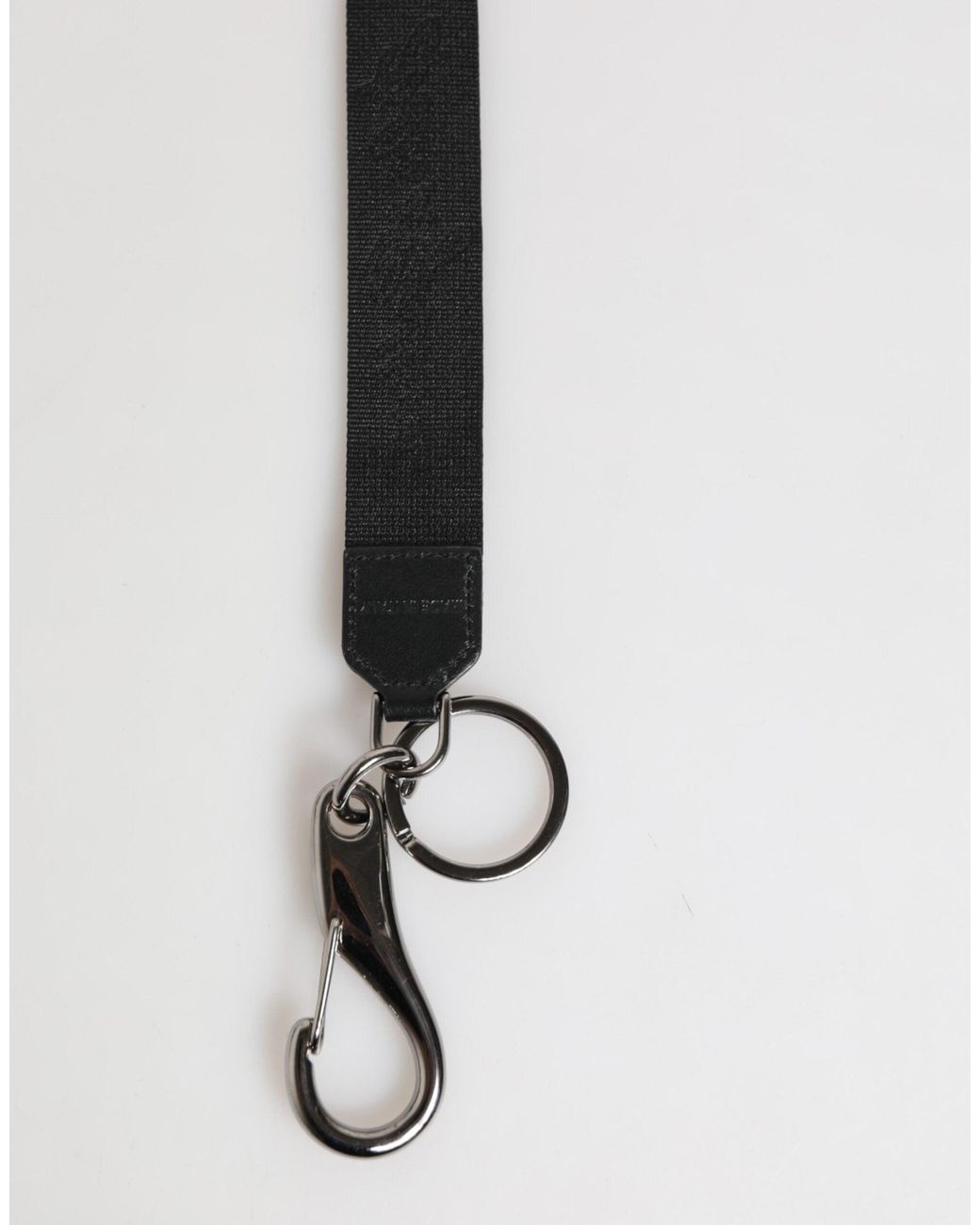 Dolce & Gabbana White Black Yellow Polyester Dg Logo Silver Keychain Keyring for men