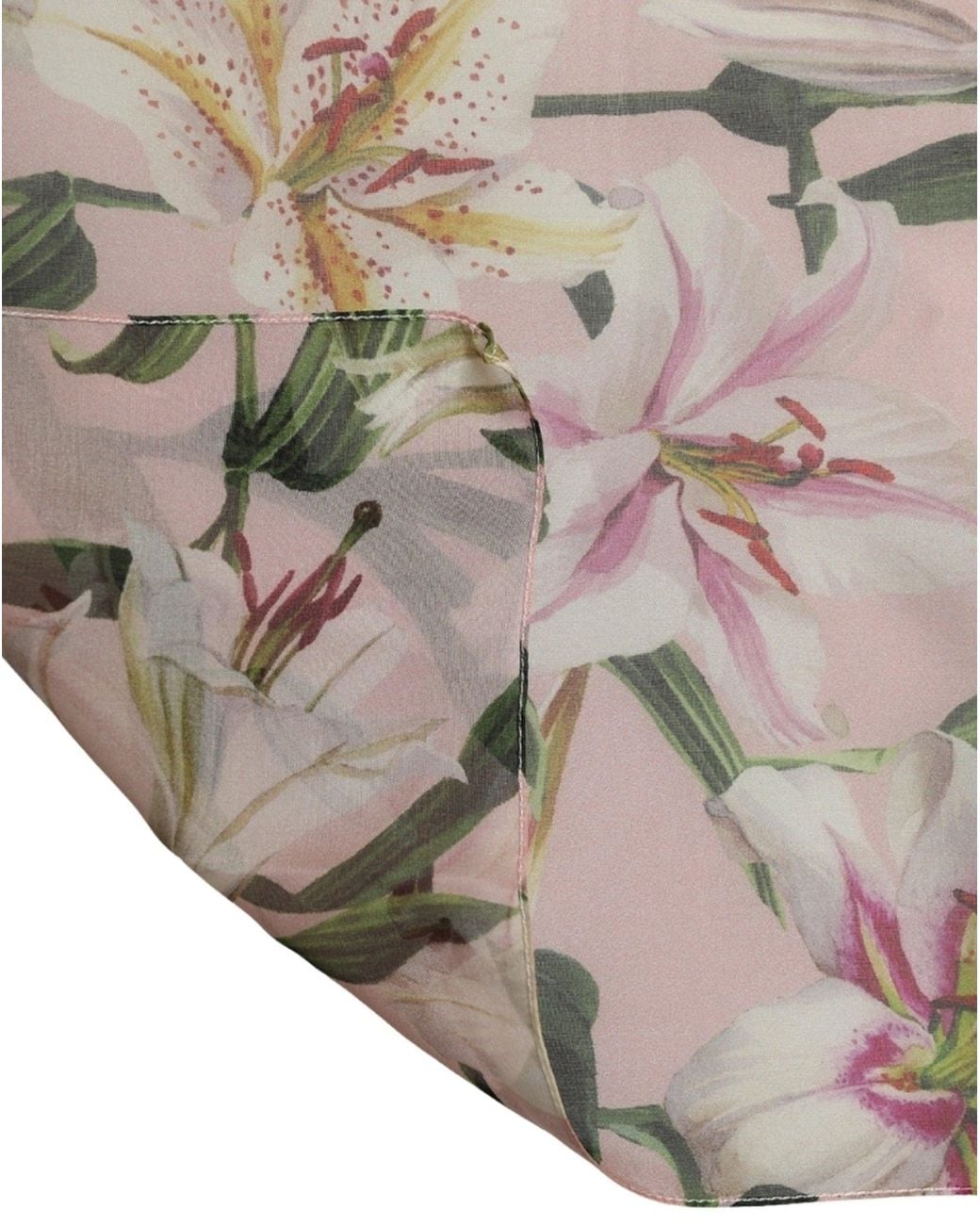 Dolce & Gabbana White Pink Silk Floral Chiffon Long Stole Scarf