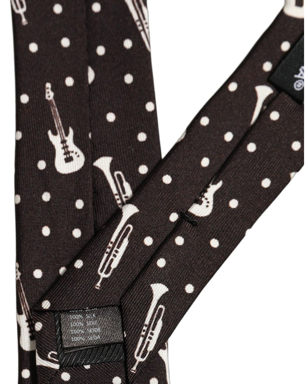 Dolce & Gabbana Black Musical Instrument Silk Adjustable 'Sd Neckmen's Tie for men