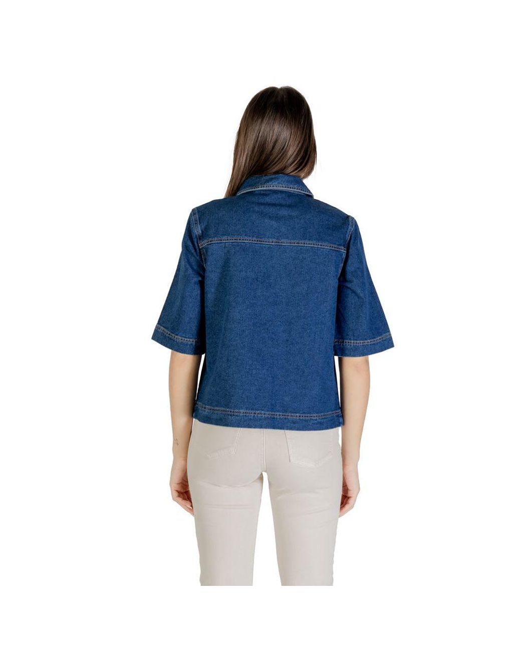 ONLY Blue Cotton Shortsleeve Shirt