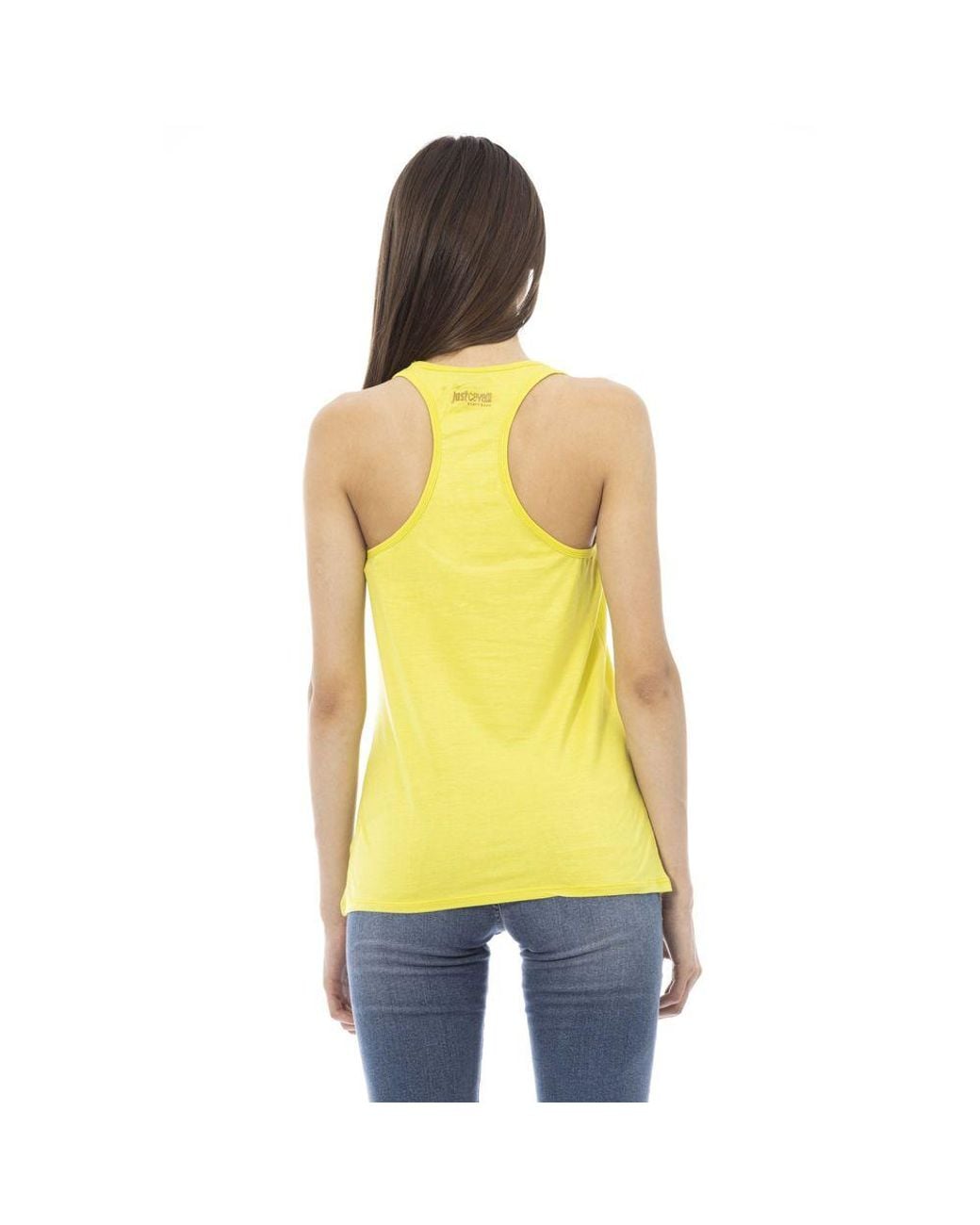Just Cavalli Yellow Viscose Tank Top