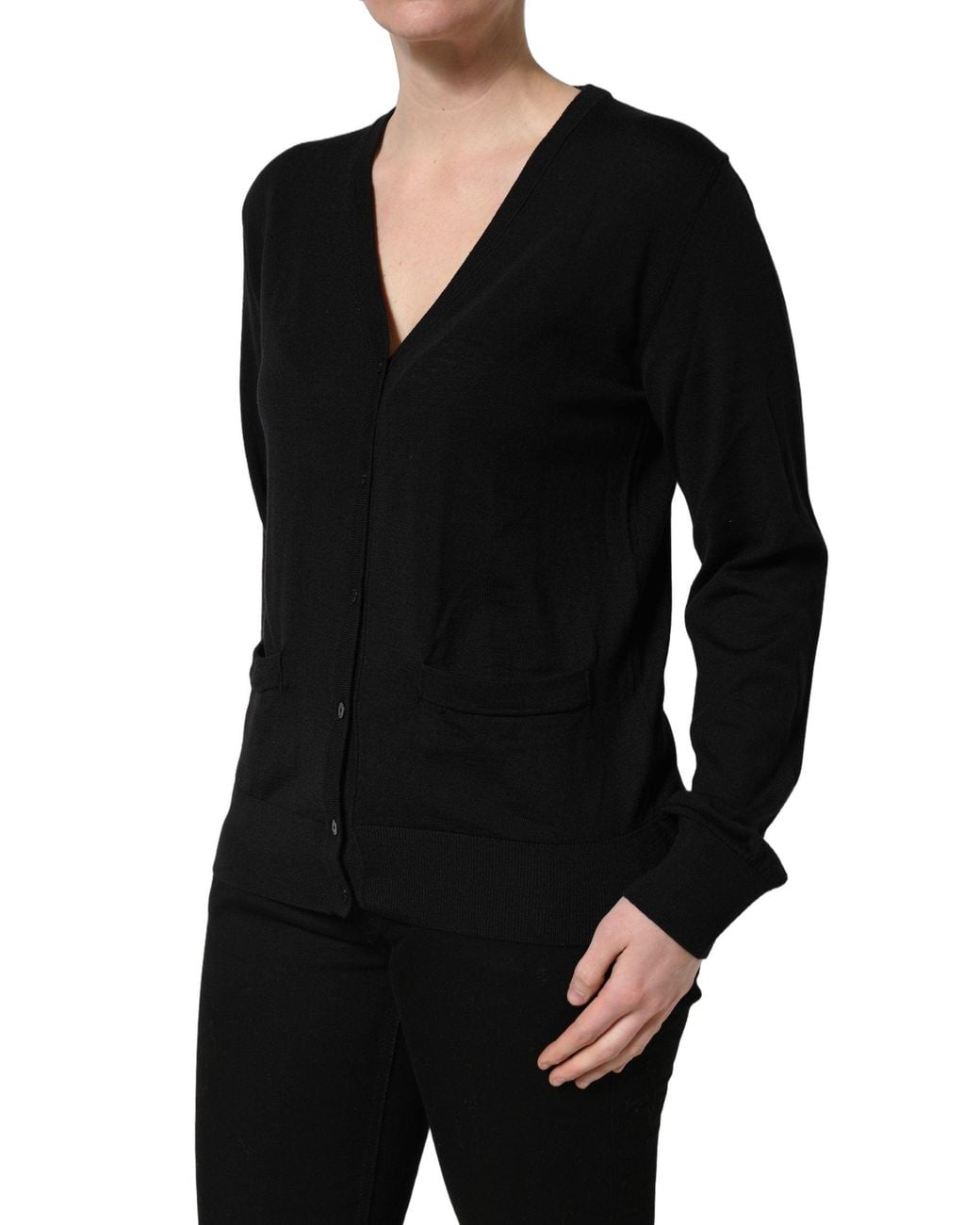 Dolce & Gabbana Black Wool Knit Button Cardigan Sweater