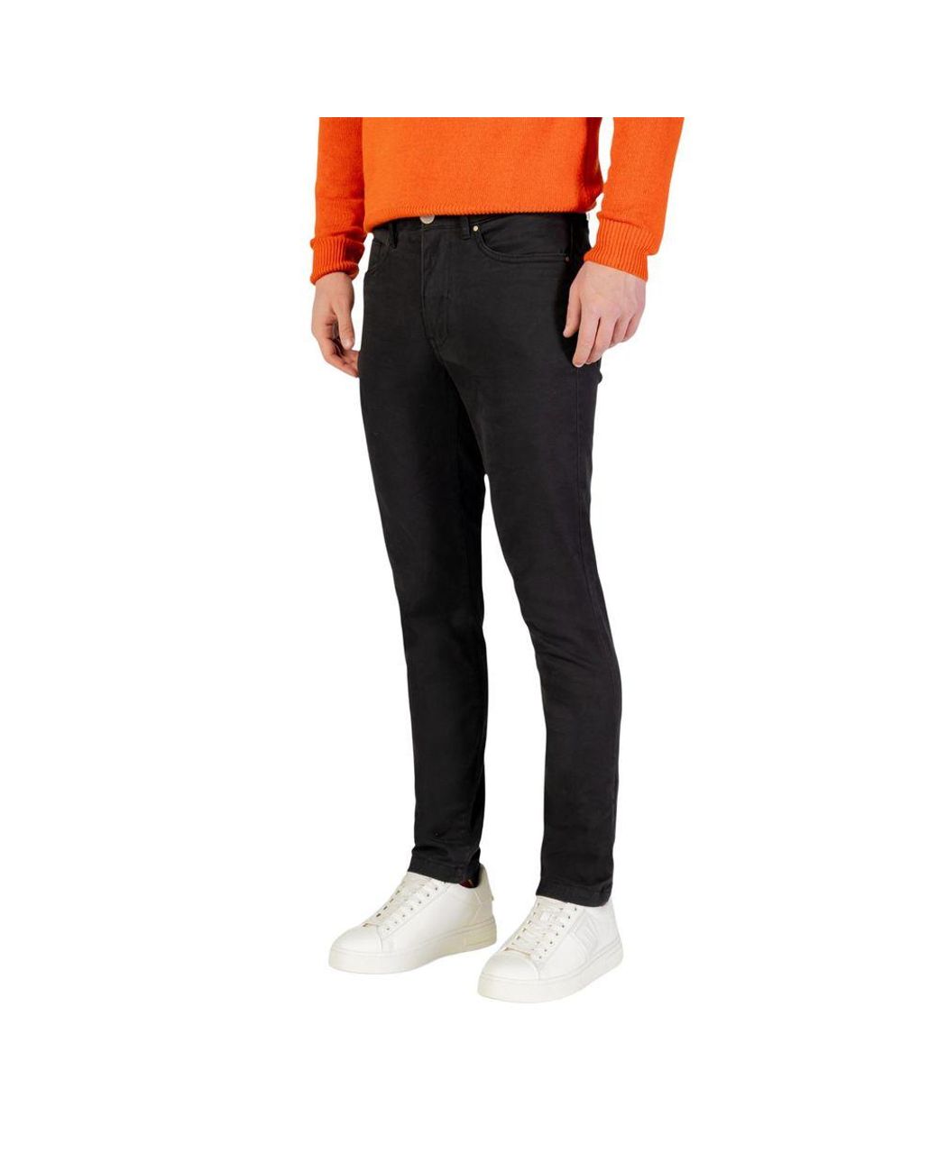 Borghese Black Gray Cotton Skinny Pants for men