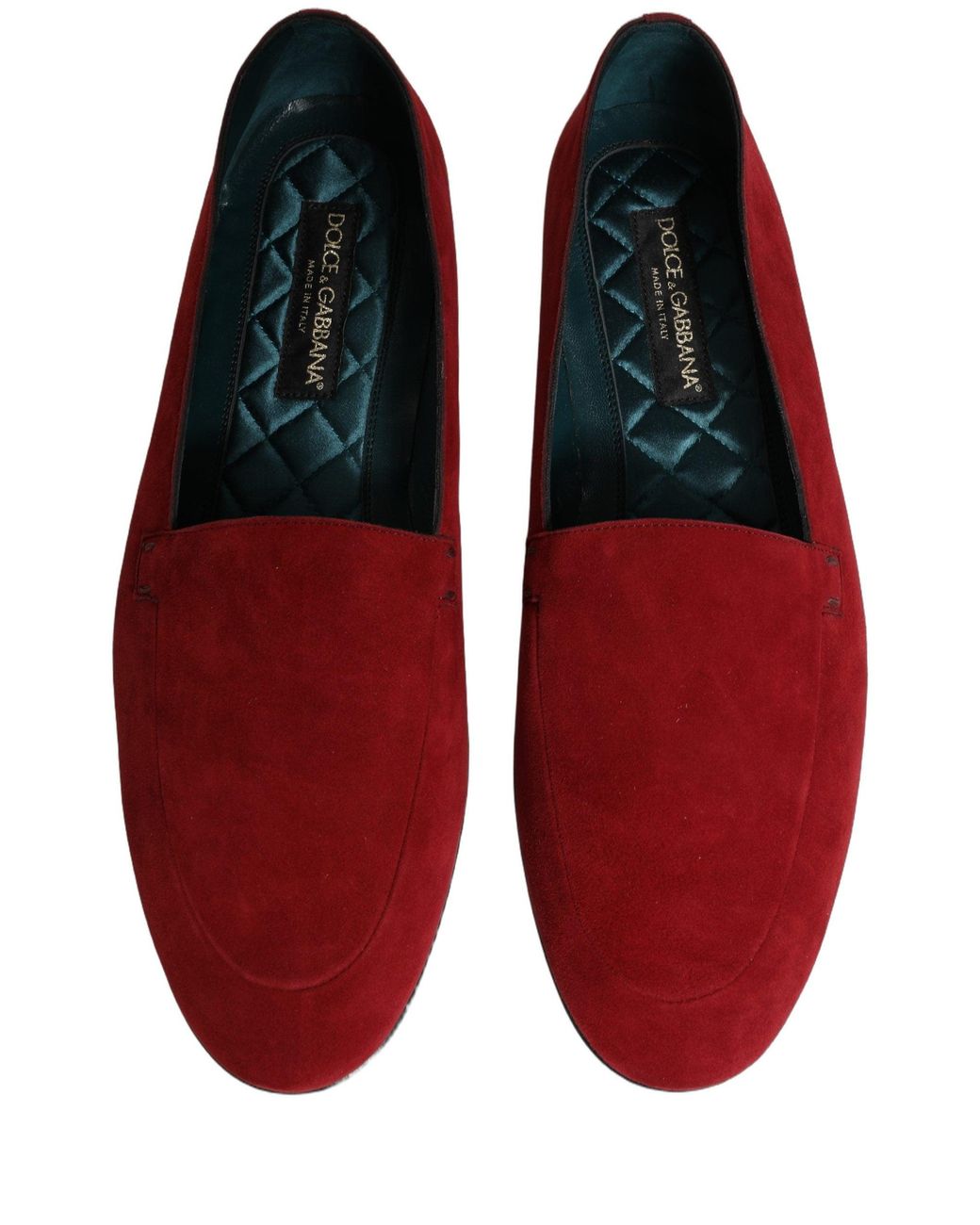 Dolce & Gabbana Red Suede Logo Slip On Flats Loafers Shoes for men