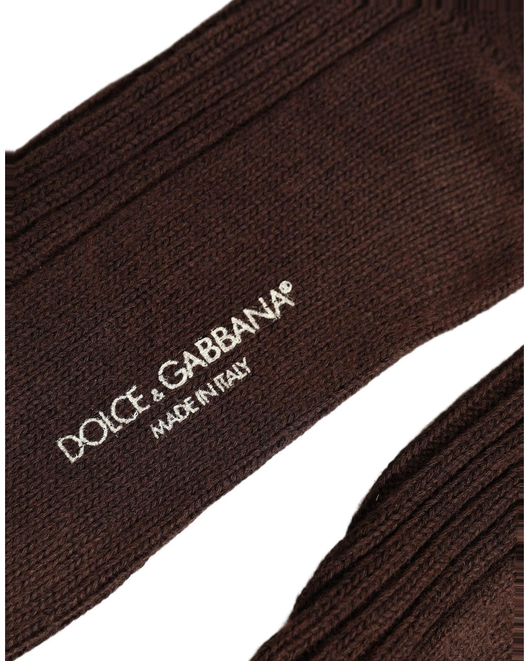 Dolce & Gabbana Dark Brown Wool Dg Logo Mid Calf Accessory Socks
