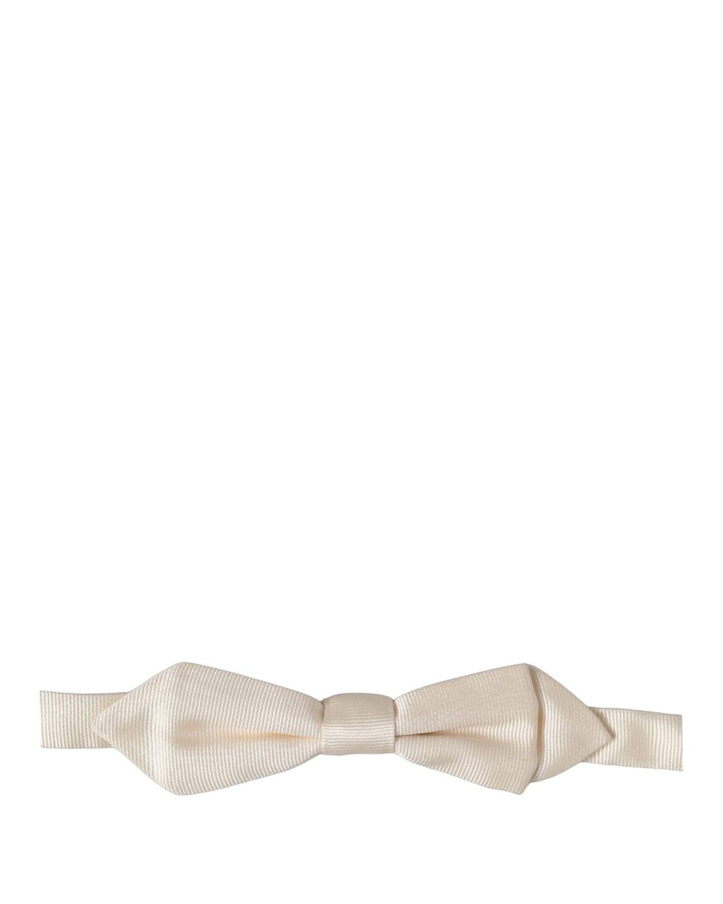 Dolce & Gabbana White Silk Adjustable Neck Papillon Bow Tie for men