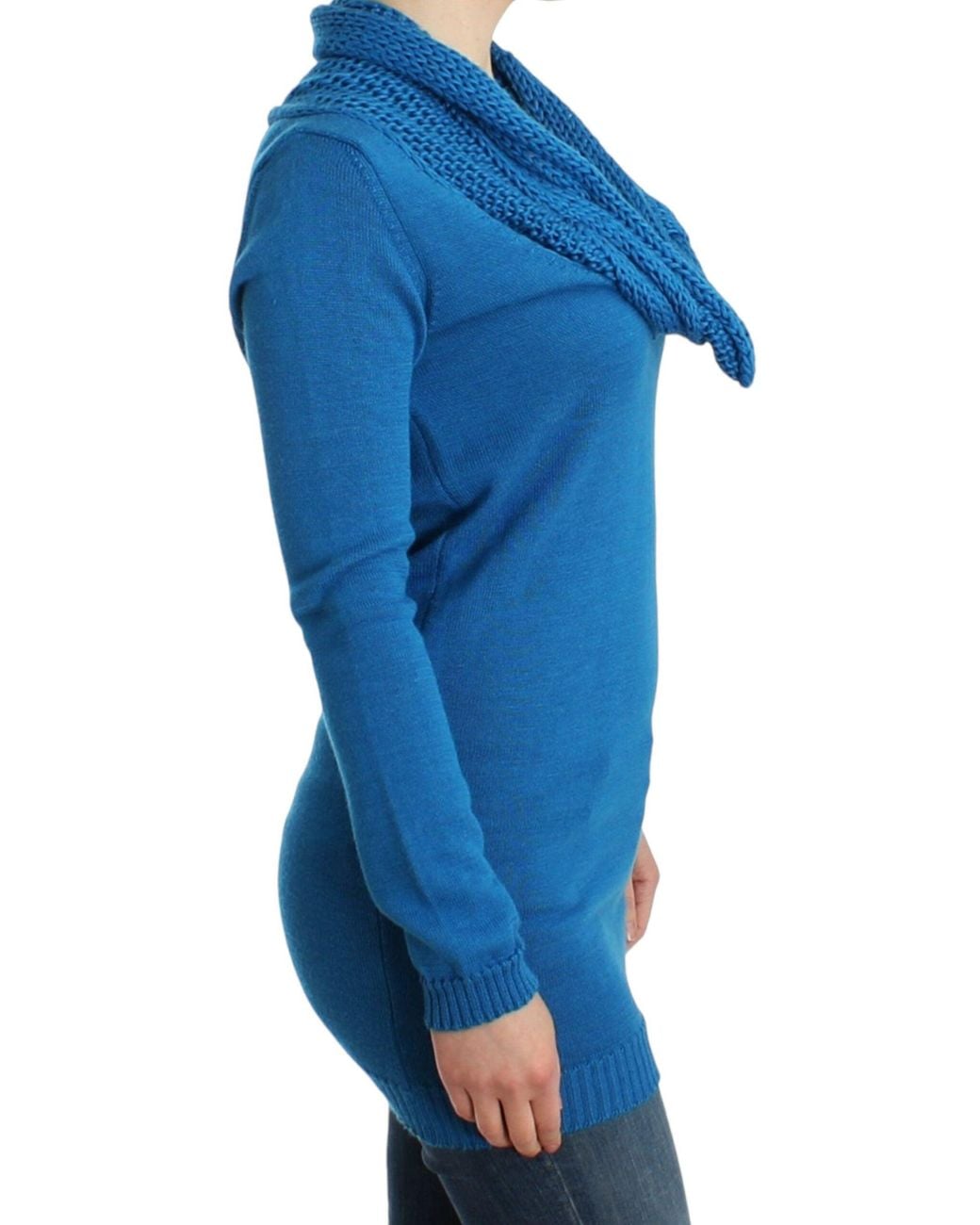 CoSTUME NATIONAL Blue Knitted Scoopneck Sweater