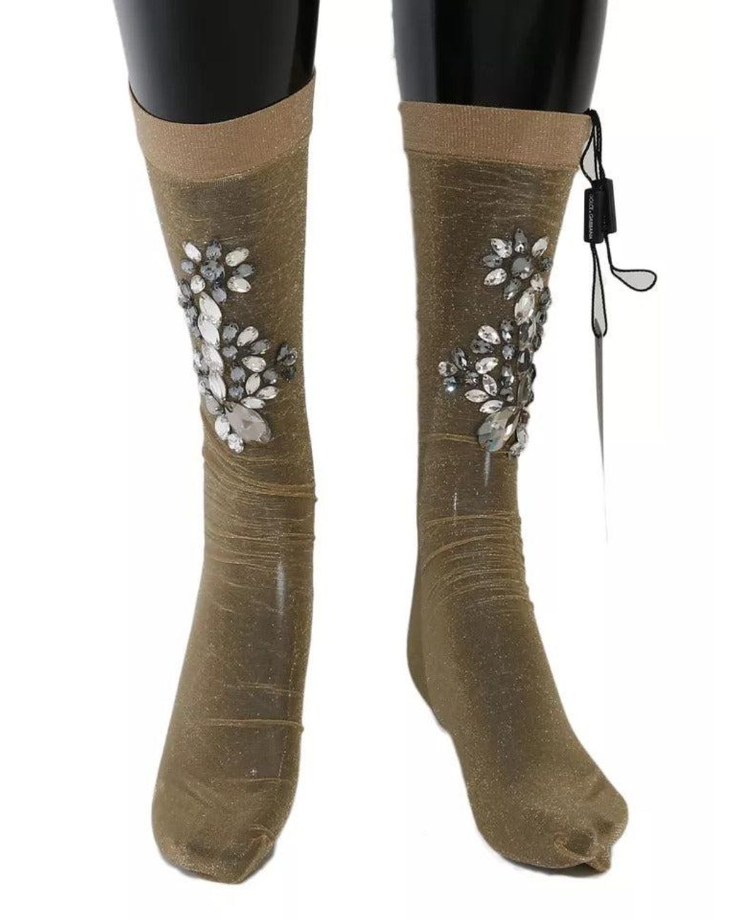 Dolce & Gabbana Metallic Embellished Sheer Socks