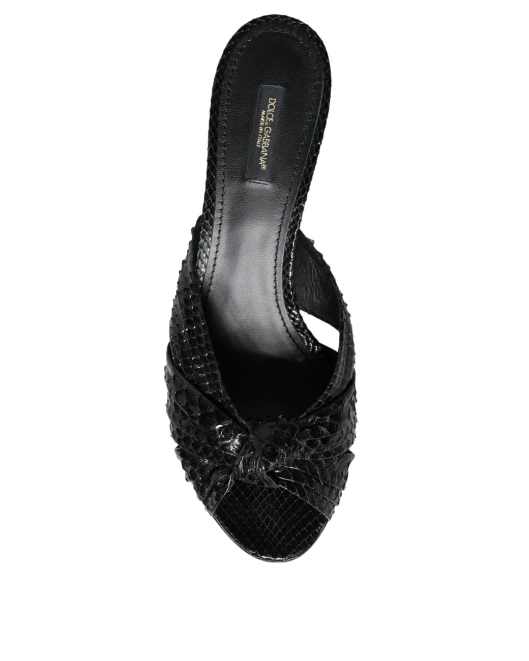 Dolce & Gabbana Black Leather Heels Slides Sandals Shoes