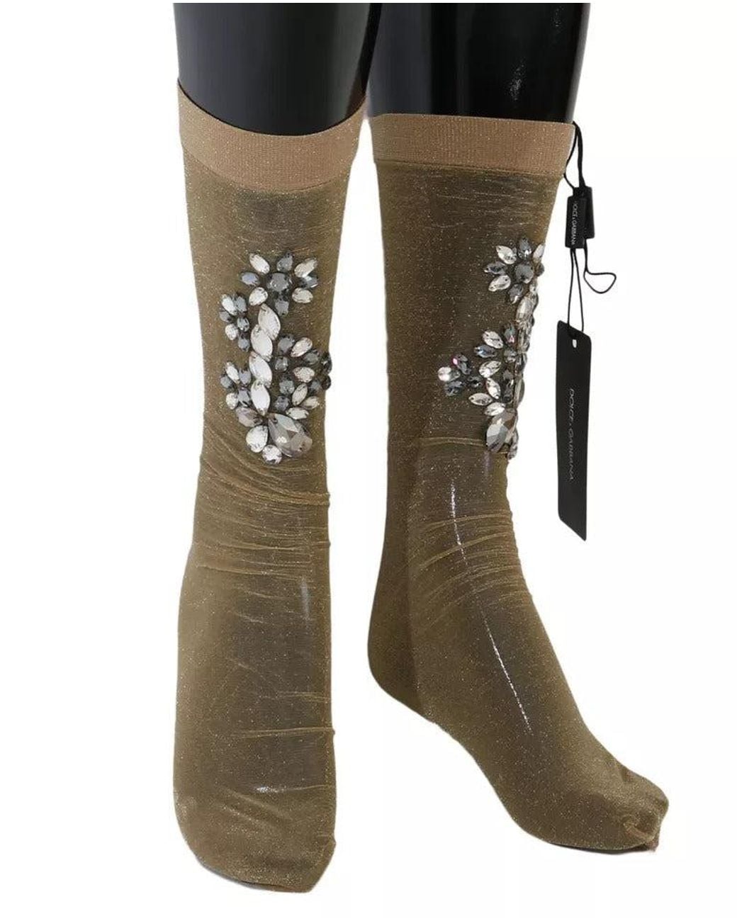 Dolce & Gabbana Metallic Embellished Sheer Socks