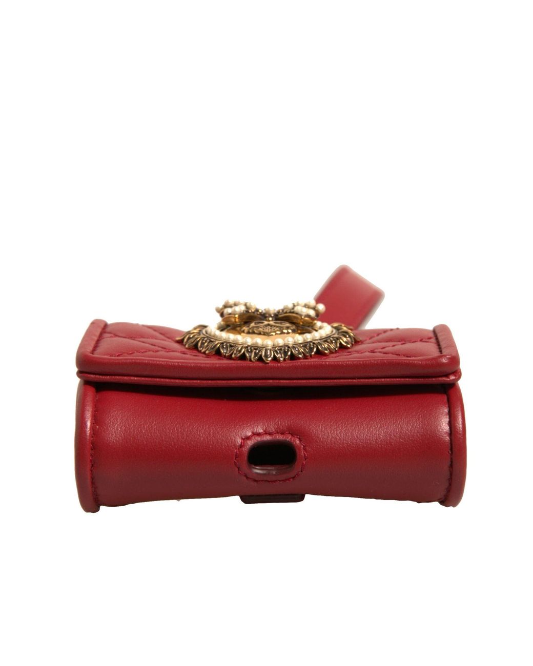 Dolce & Gabbana White Black Leather Devotion Heart Strap Airpod Case