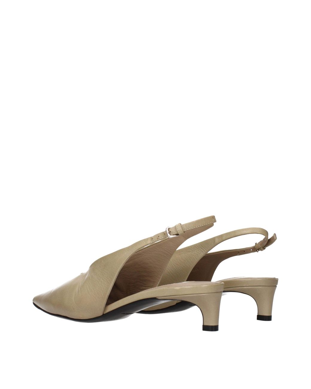Jil Sander Natural Beige Leather Mid Heel Pumps