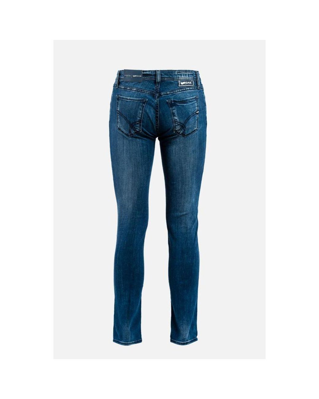 Gas Blue Cotton Slim Fit Jeans for men
