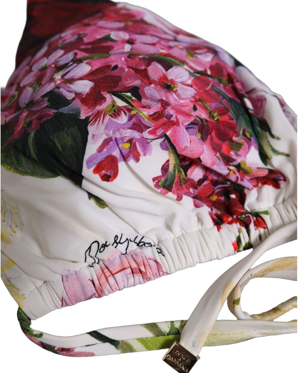 Dolce & Gabbana Gray Dolce & Gabbana Floral Print Triangle Bikini Top