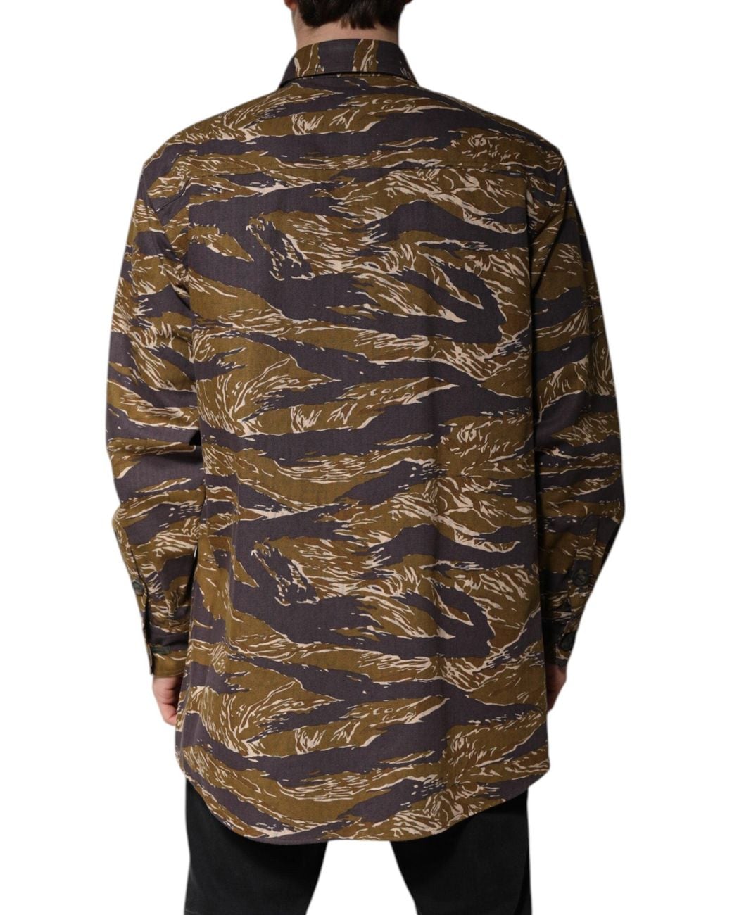 Dolce & Gabbana Brown Leopard Cotton Collared Coat Jacket for men