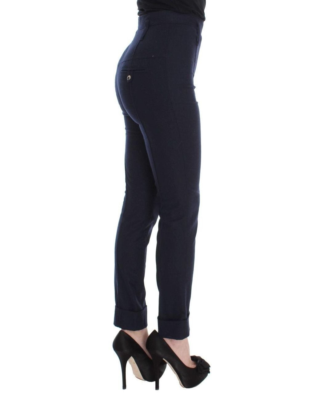 Ermanno Scervino Blue Virgin Wool Slim Fit Casual Pants
