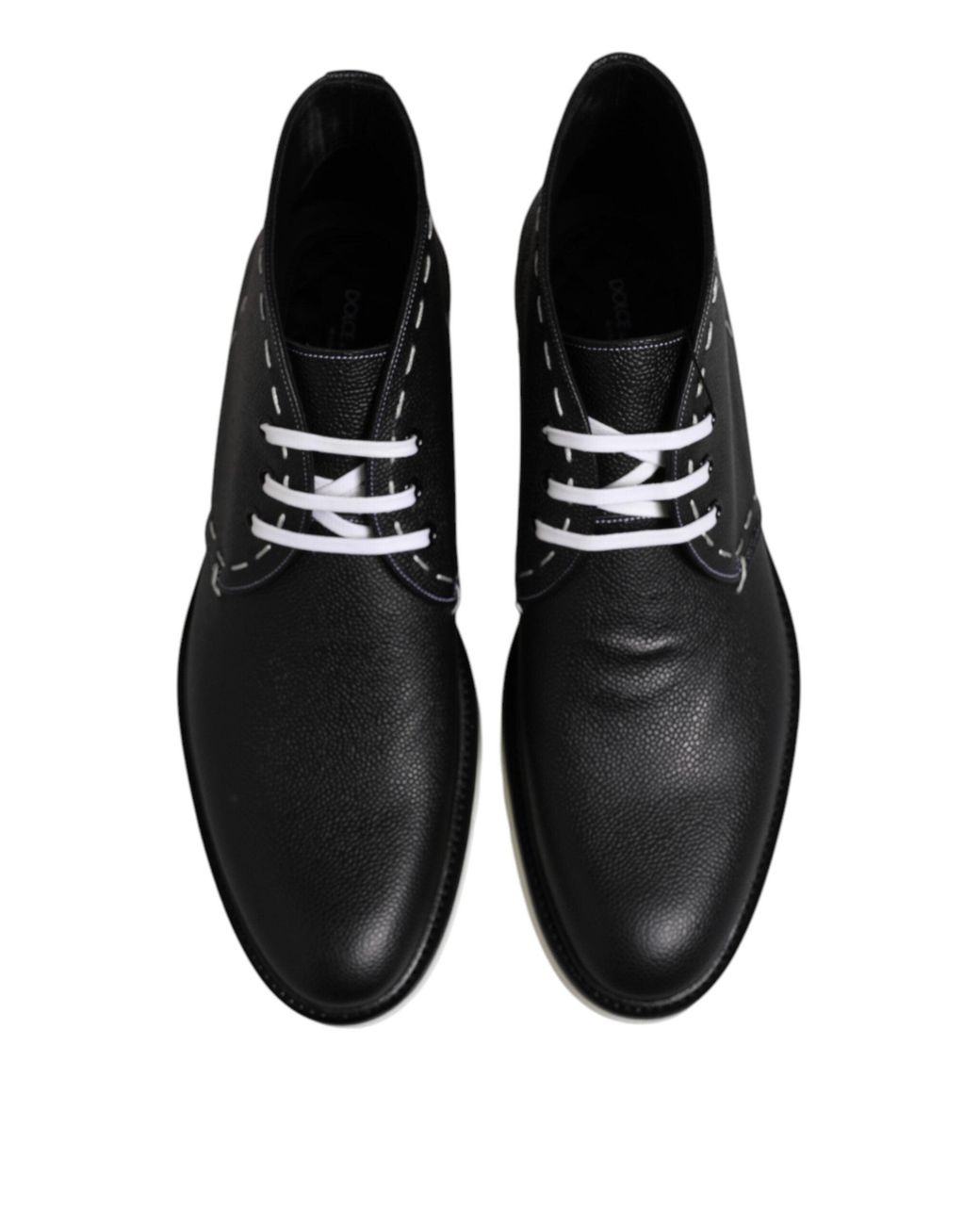 Dolce & Gabbana Black Leather Ankle Boot Stitch Detail for men