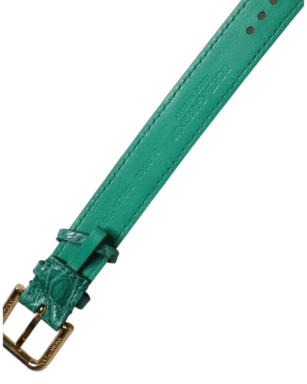 Dolce & Gabbana Green Embossed Leather Buckle Belt Strap Bracelet