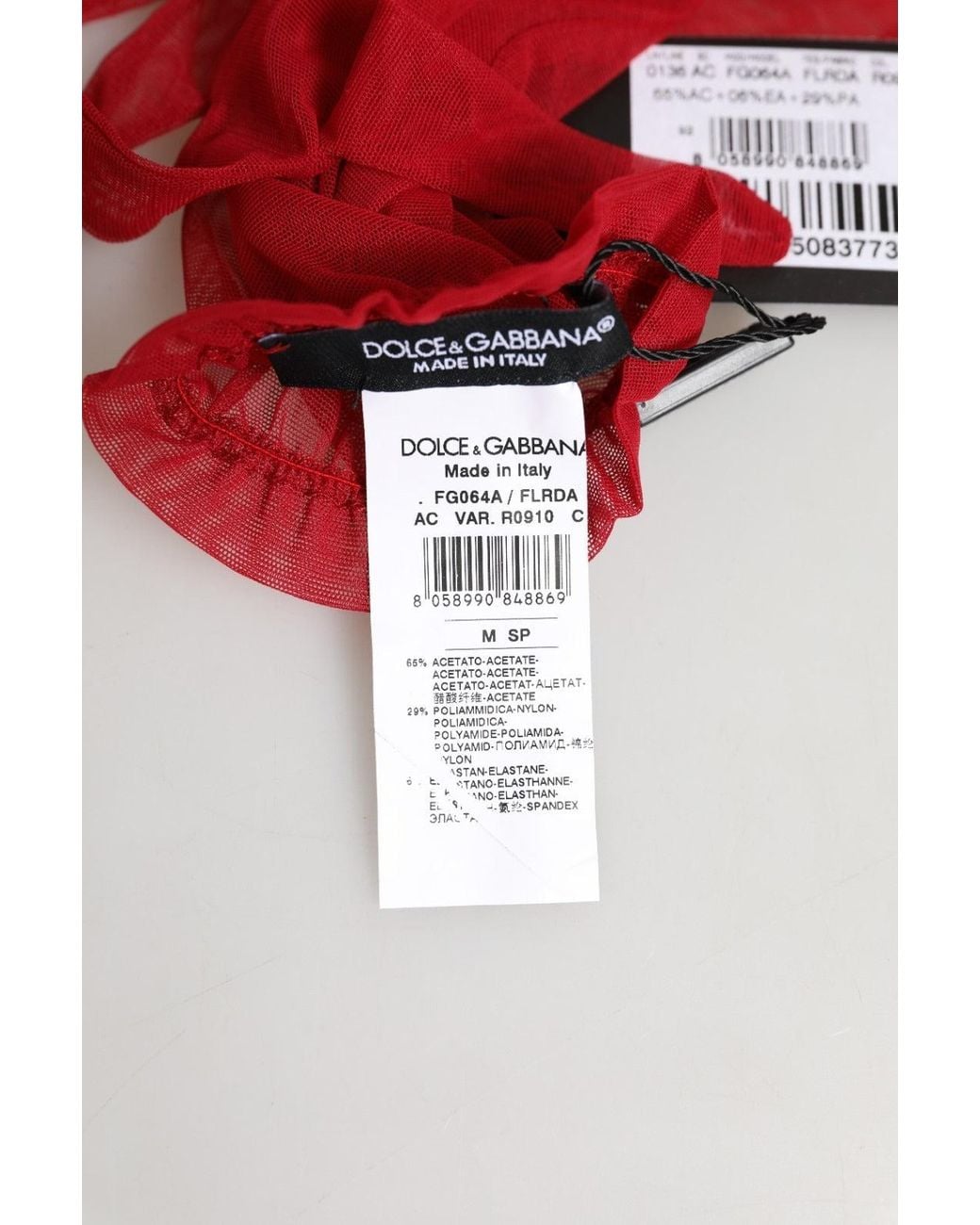 Dolce & Gabbana Red Acetate Sheer Elbow Length Mitten Gloves