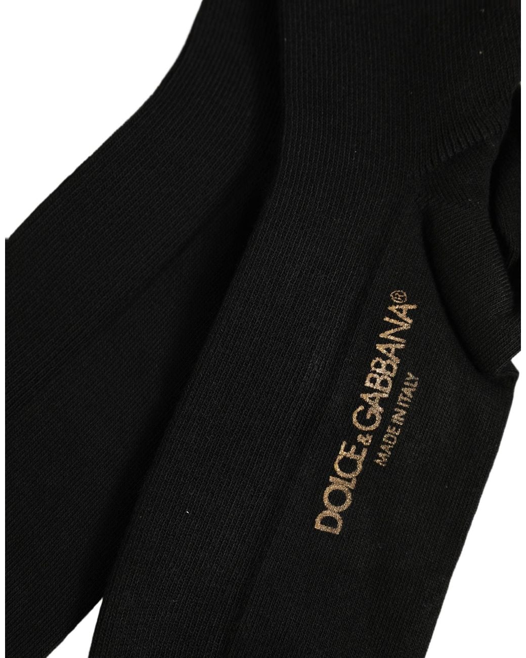 Dolce & Gabbana Black Viscose Logo Over The Calf Accessory Socks