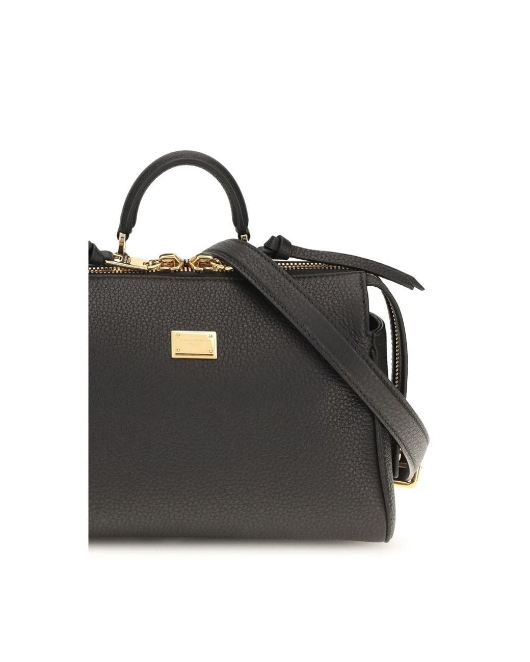 Dolce & Gabbana Black Calf Leather Bos Taurus Handbag