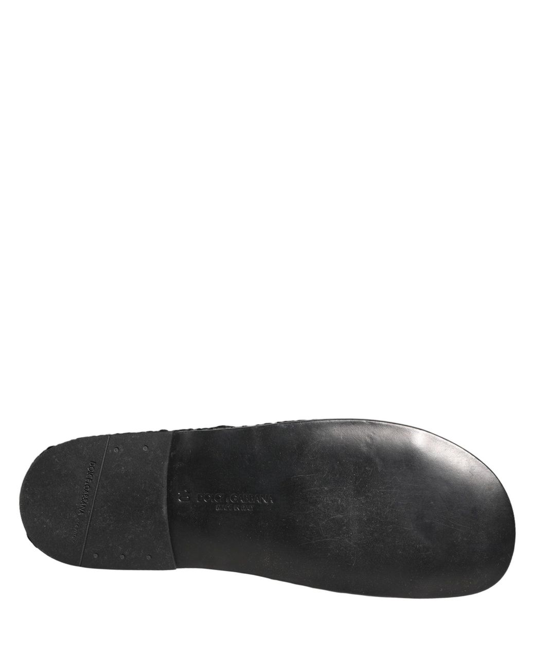 Dolce & Gabbana Black Fabric Woven Slides Sandals Flats Shoes for men