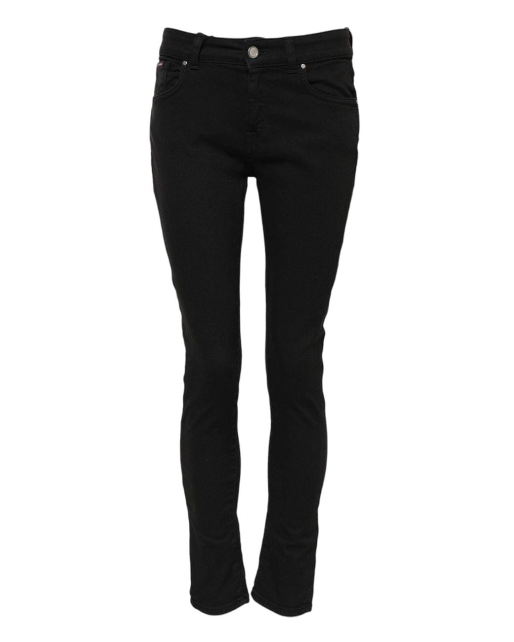 Dolce & Gabbana Black Cotton Logo Skinny Mid Waist Denim Jeans for men