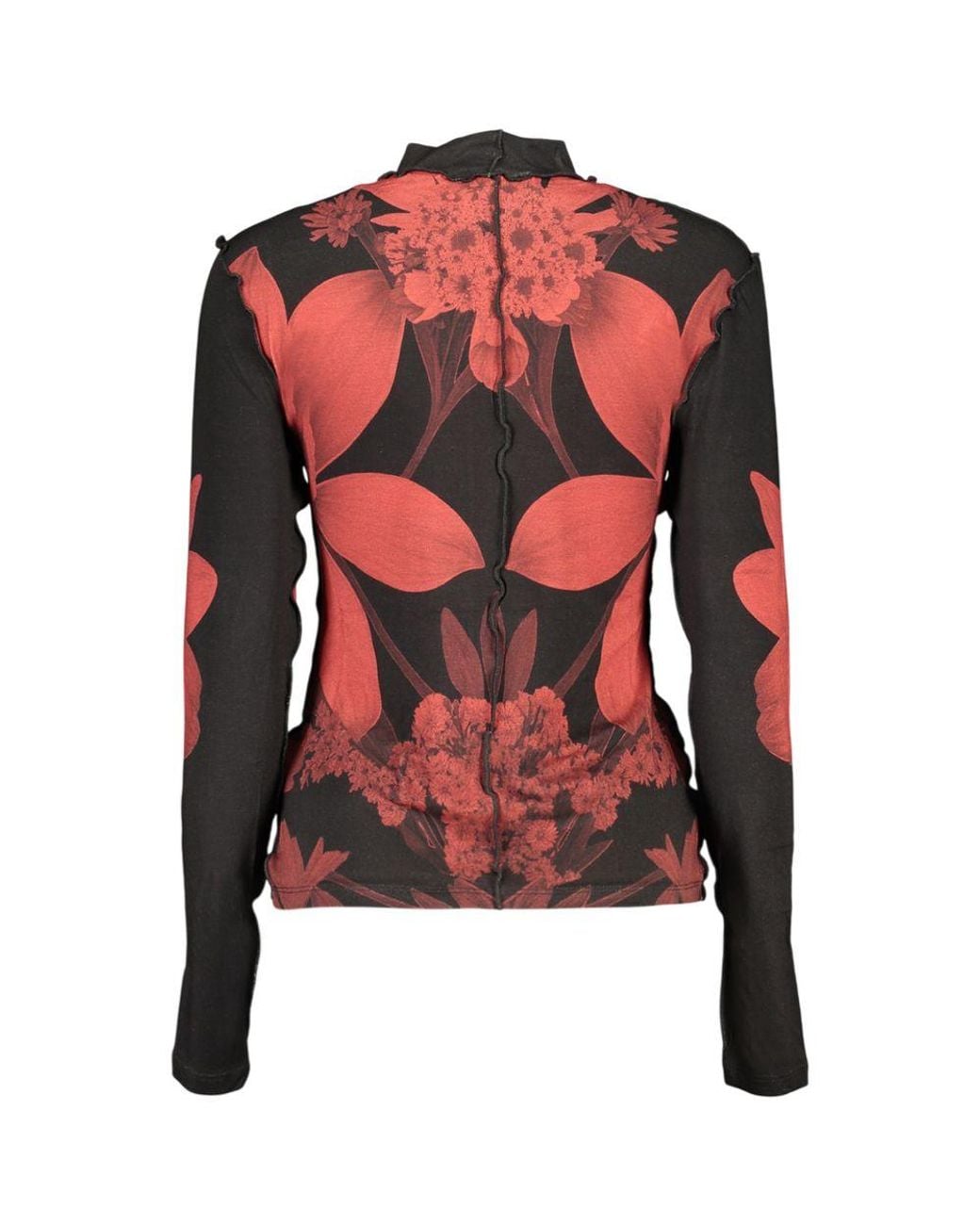 Desigual Red Black Viscose S Sweater