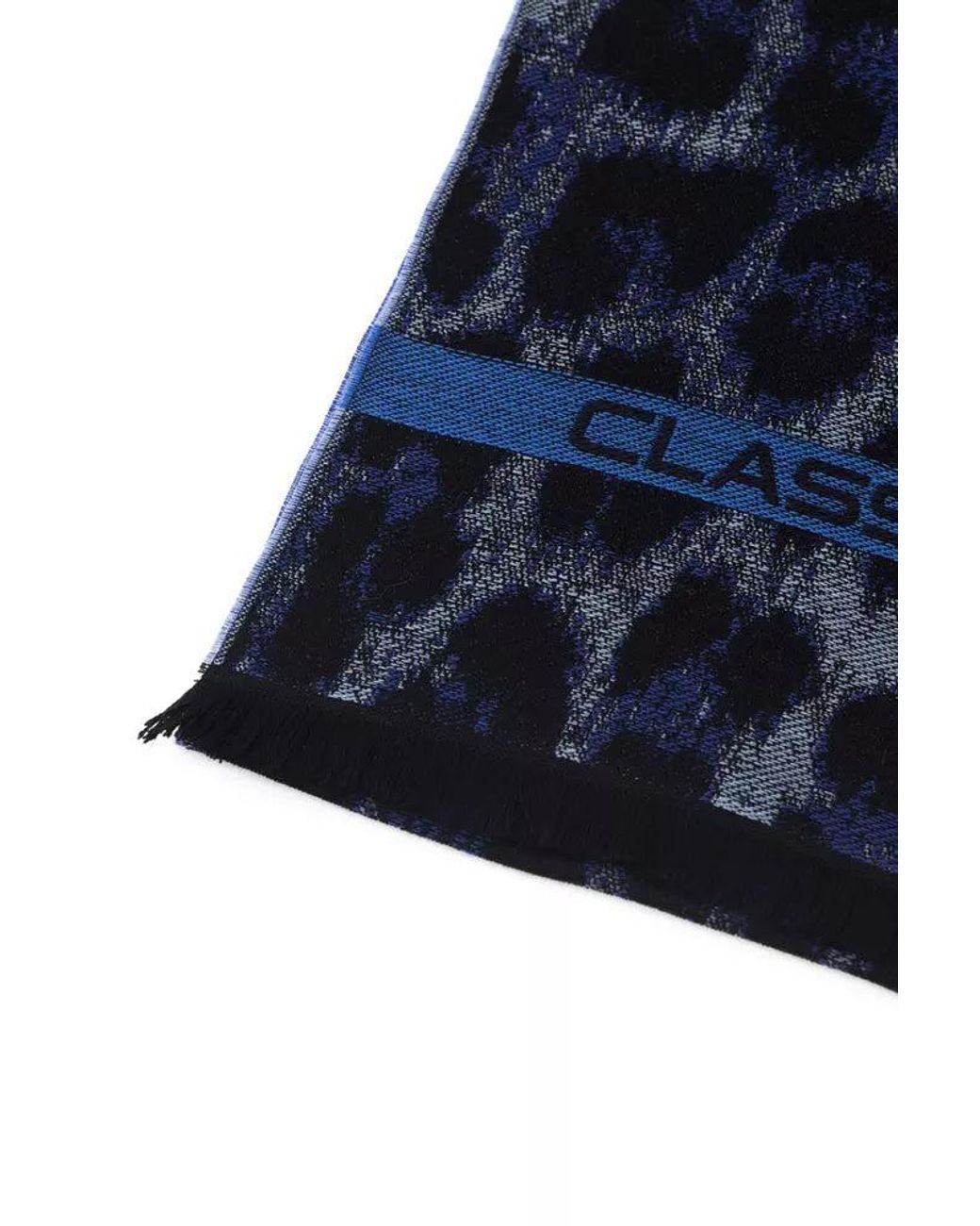 Roberto Cavalli Blue Animalier Fantasy Logo Luxury Scarf for men