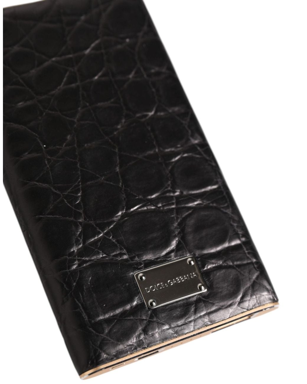 Dolce & Gabbana Black Leather Exotic Skin 3000mah Power Bank Charger Usb