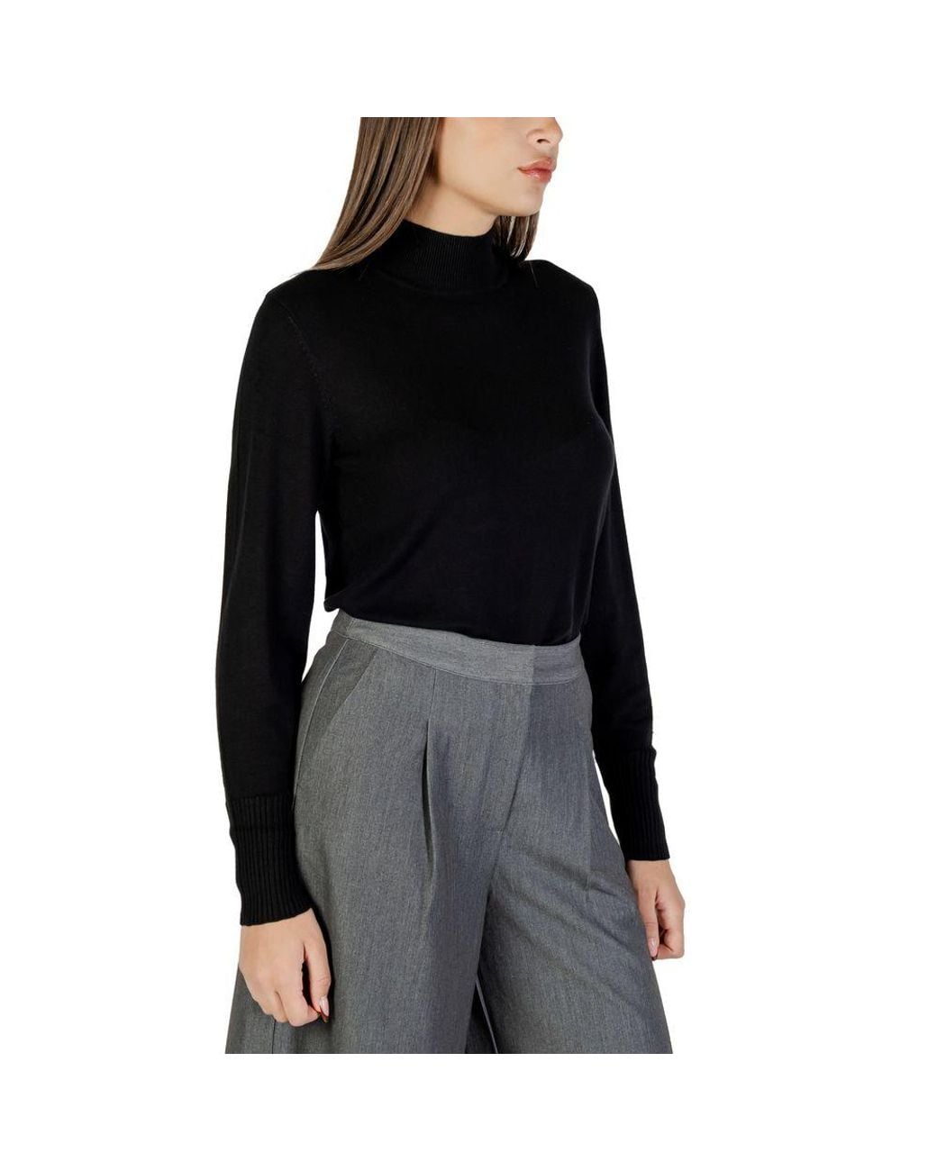 Ichi Black Viscose Turtleneck