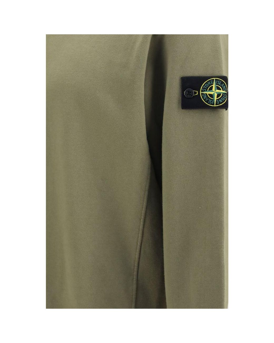Stone Island Green Bicolor Cotton Sweatshirt for men