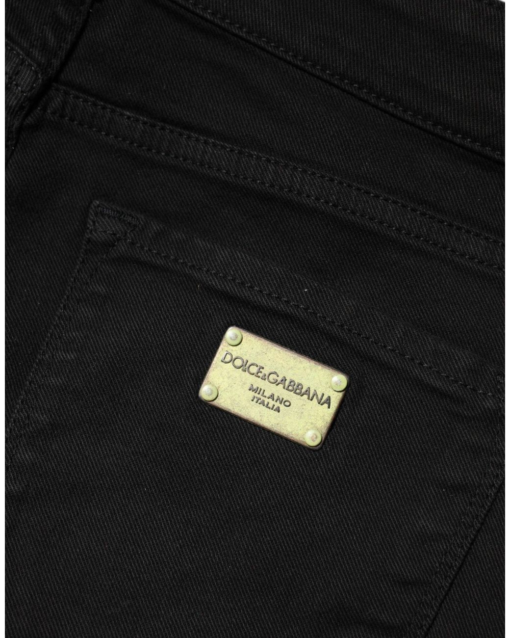 Dolce & Gabbana Black Cotton Skinny Mid Waist Denim Jeans