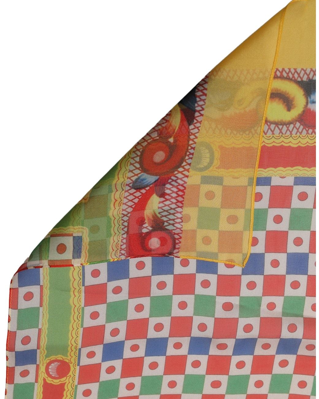 Dolce & Gabbana Orange Multicolor Silk Carretto Print Stole Scarf