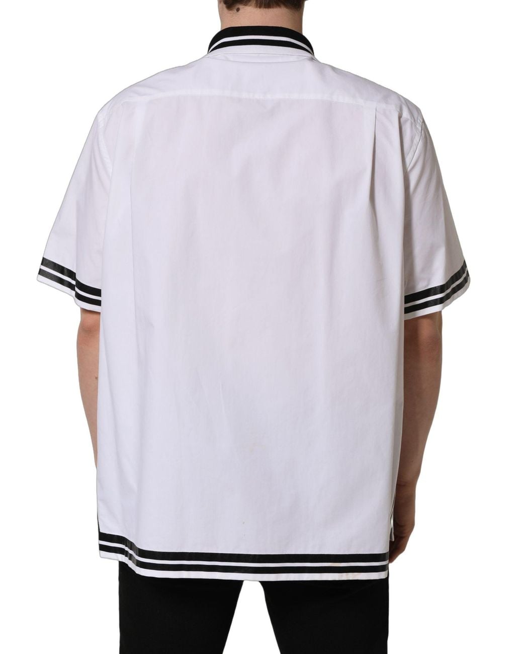 Dolce & Gabbana White Logopatch Cotton Baseball Casual Shirt for men