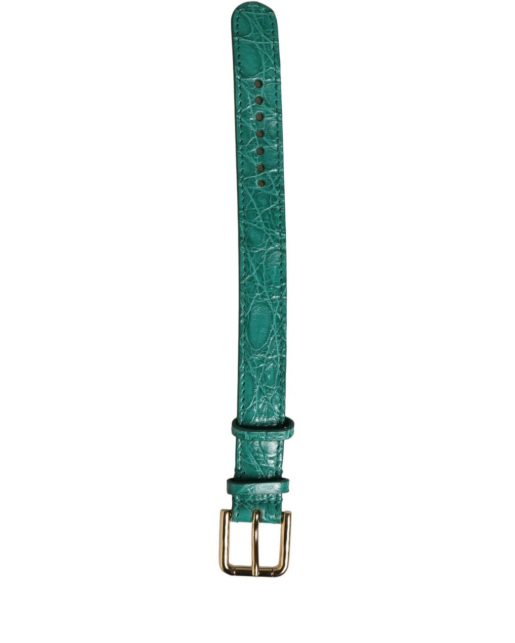 Dolce & Gabbana Green Embossed Leather Buckle Belt Strap Bracelet