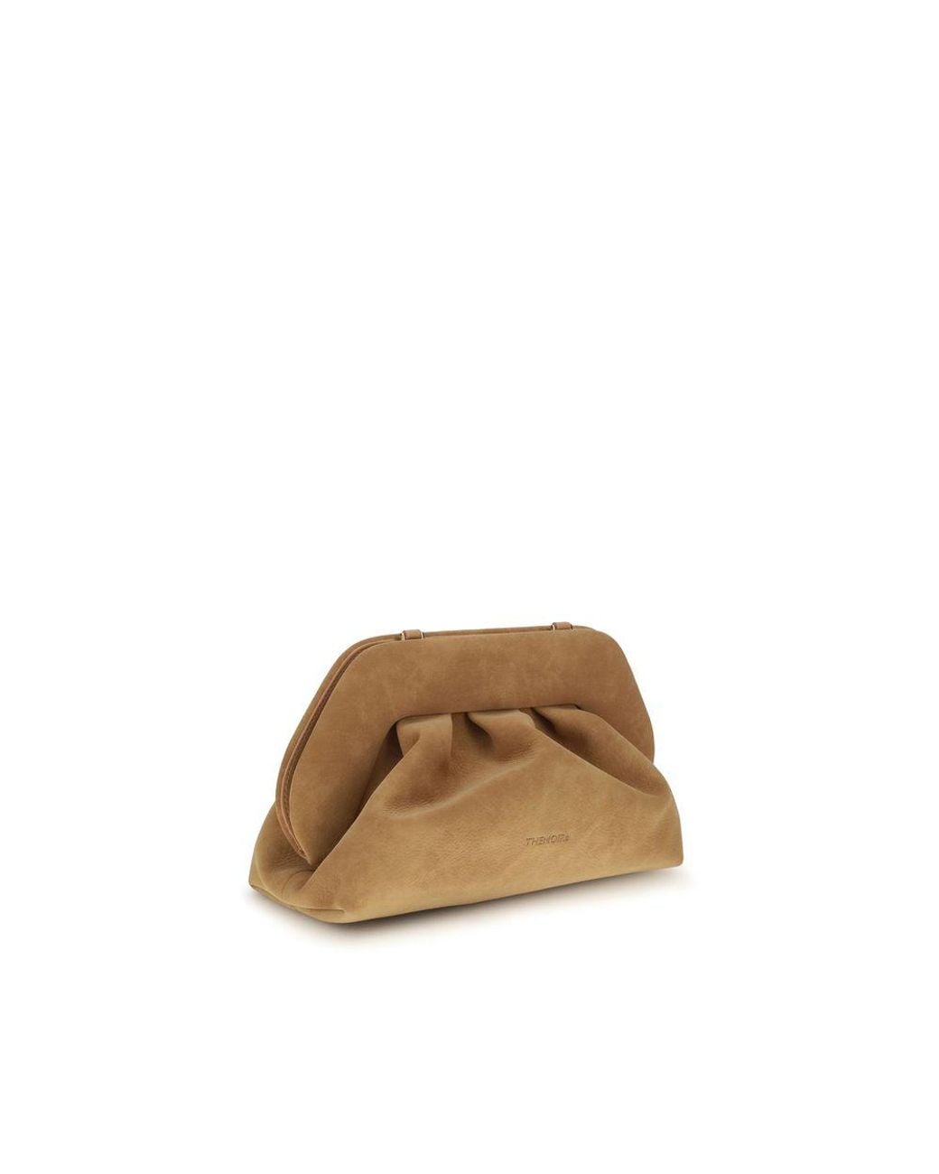 THEMOIRÈ Brown Beige Nubuc Leather Clutch Bag