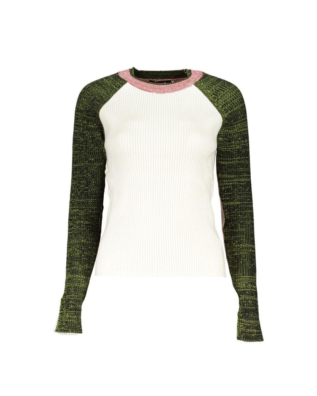 Desigual Green Chic Contrasting Crew Neck Sweater
