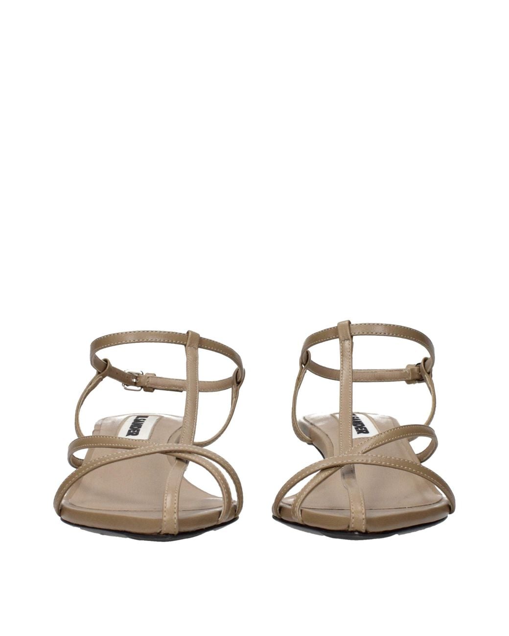 Jil Sander Metallic Beige Leather Flat Sandals