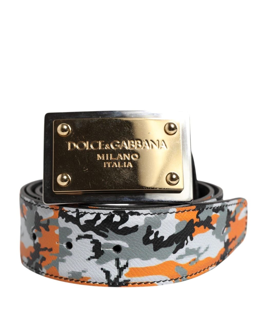 Dolce & Gabbana Black Camo Leather Belt for men