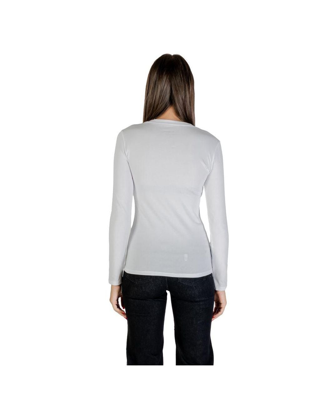 ARMANI EXCHANGE Gray White Cotton Long Sleeve T