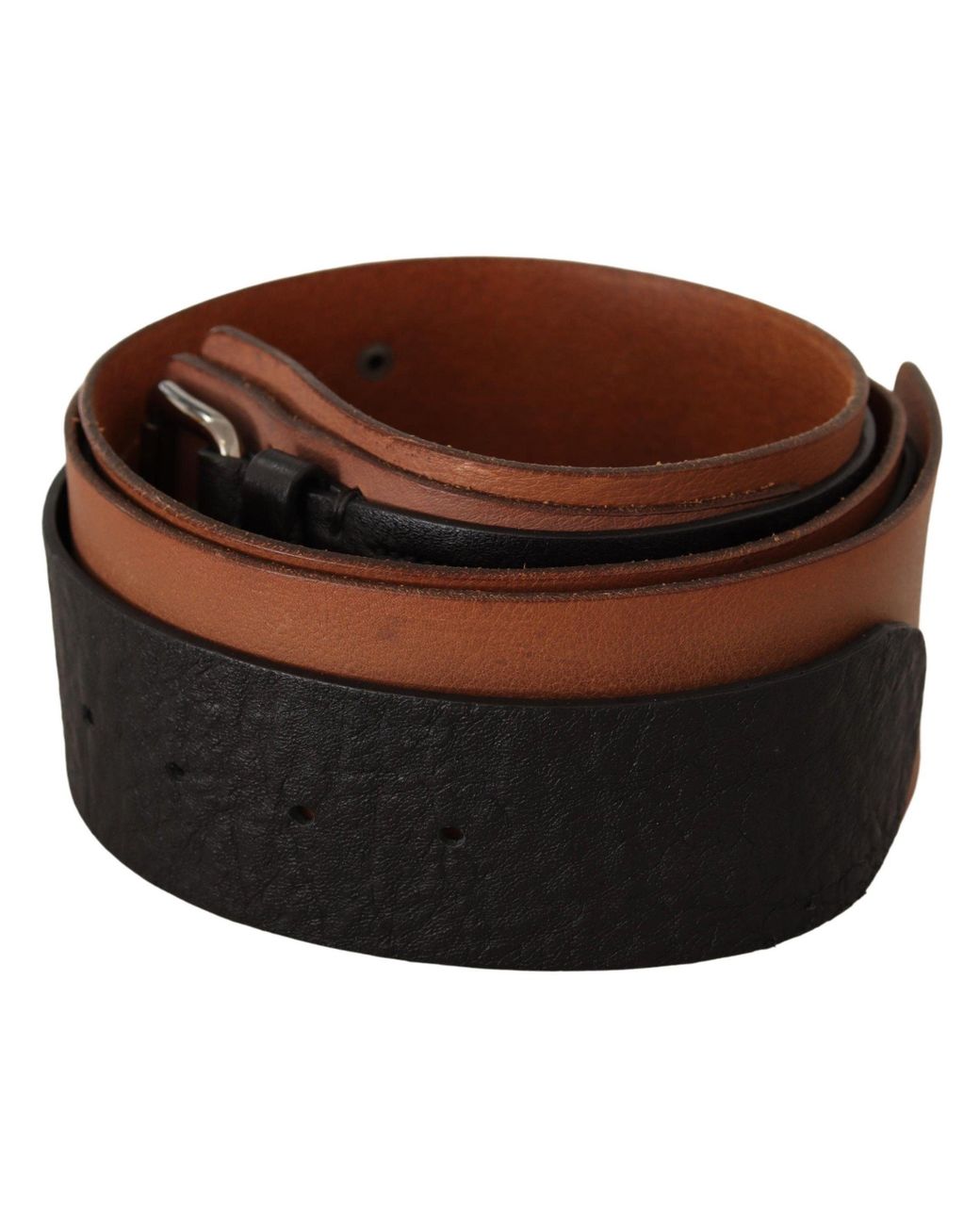 CoSTUME NATIONAL Black Brown Leather Silver Buckle