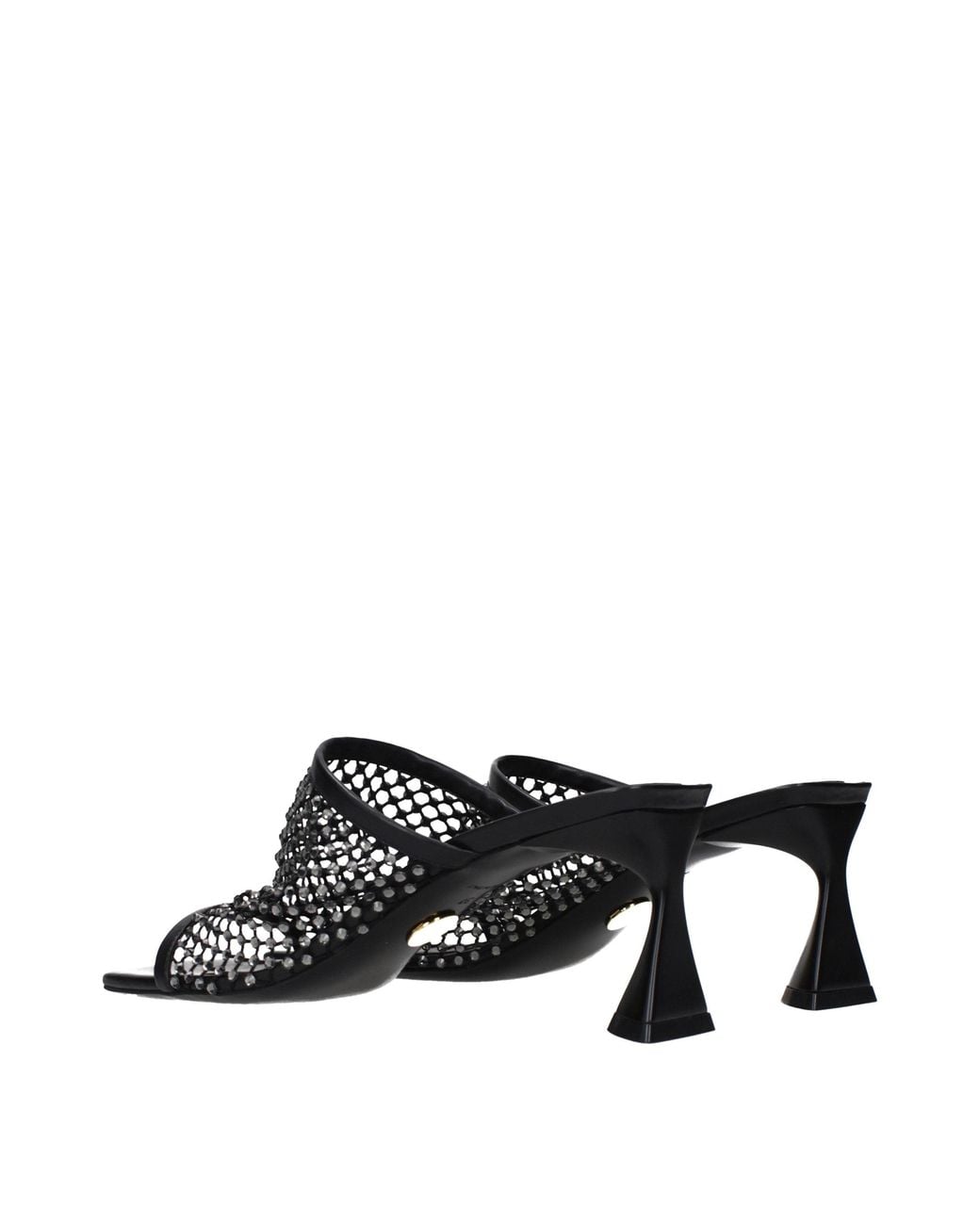 Stella McCartney Black Leather Stiletto Heel Sandals