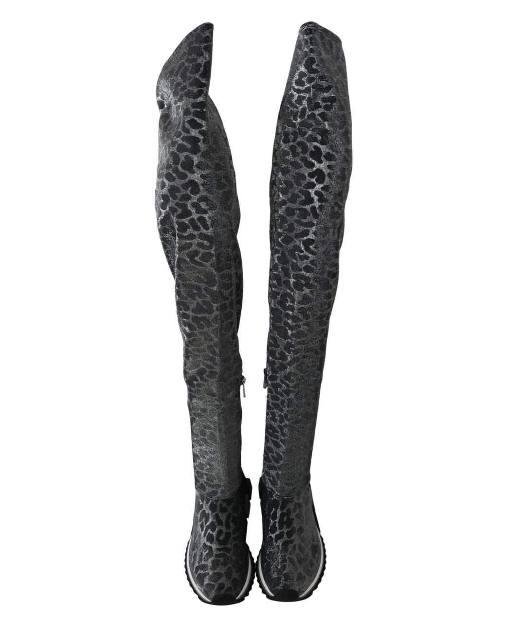 Dolce & Gabbana Black Grau Leopard High Top Sneakers Booties Schuhe