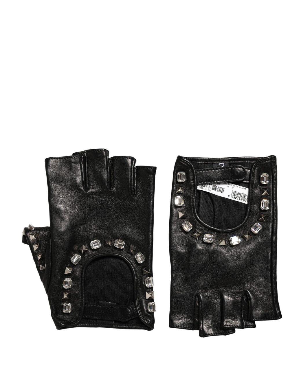 Dolce & Gabbana Black Embellished Wrist Length Mitten Gloves