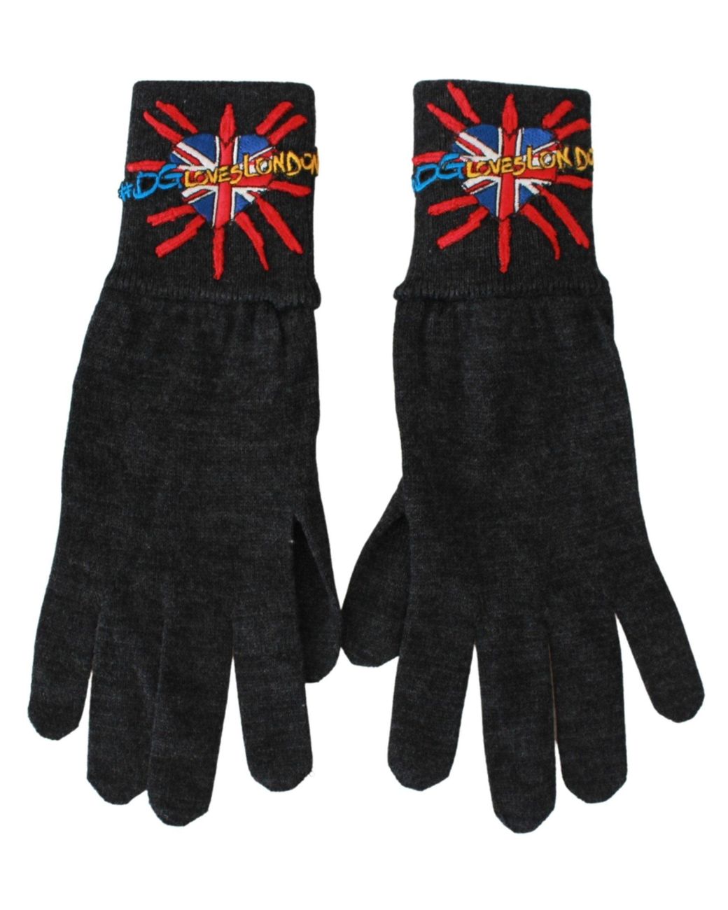 Dolce & Gabbana Black #Dmen'Slondon Embroidered Wool Gloves for men