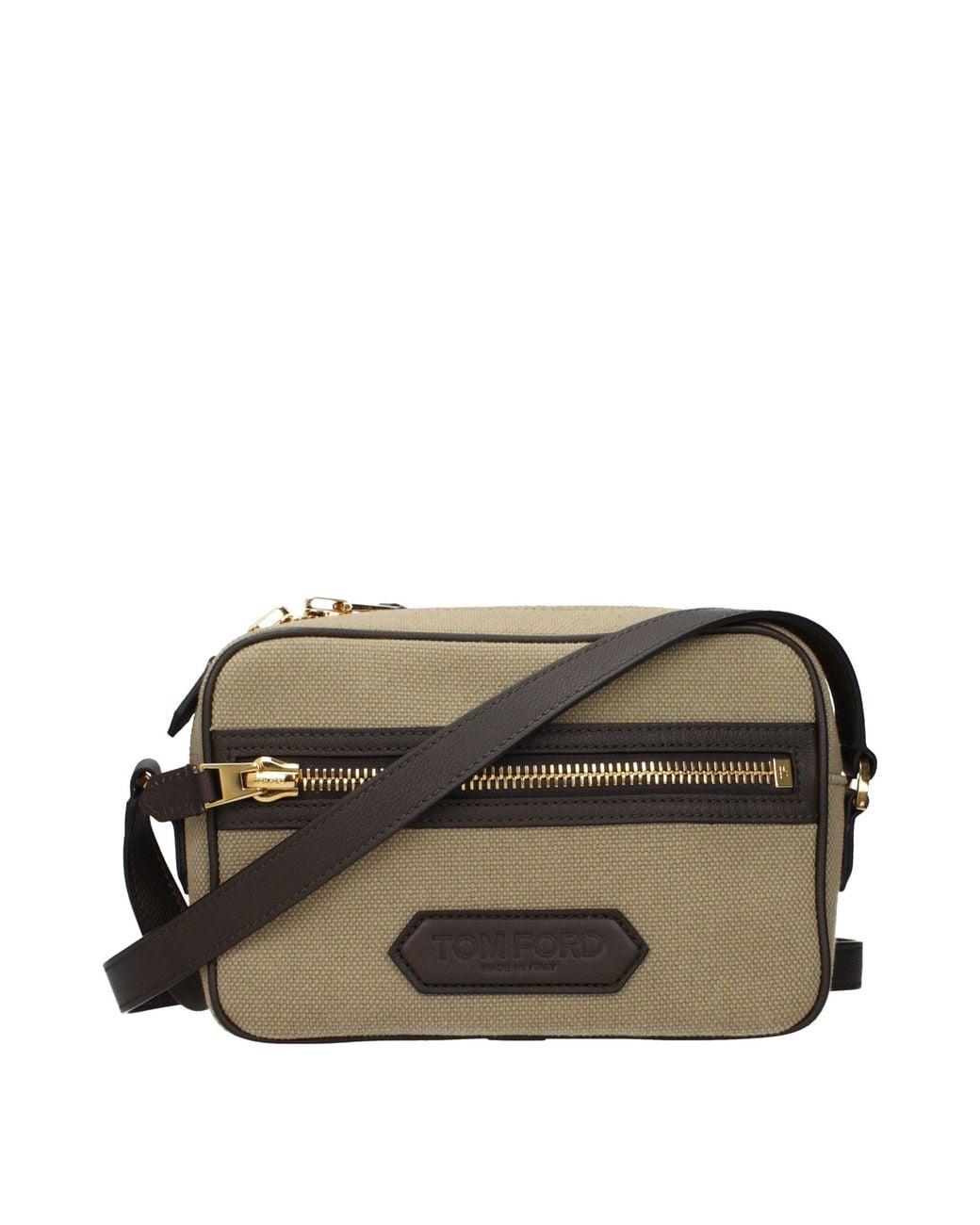 Tom Ford Black Beige Fabric Crossbody Bag