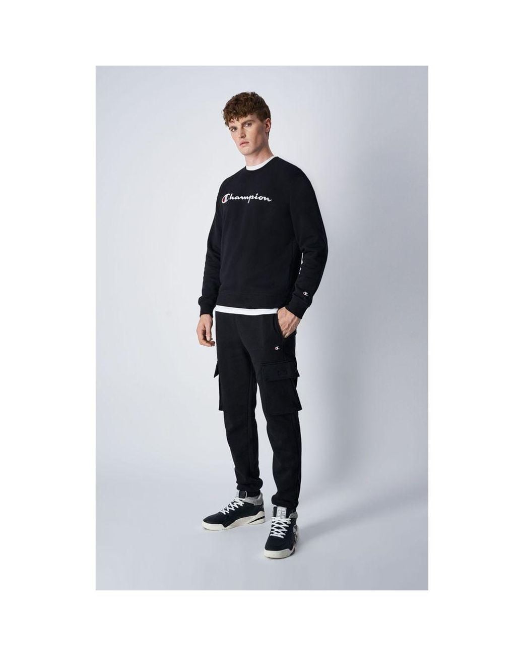 Champion Black Cotton Joggers (Workout Pants) for men