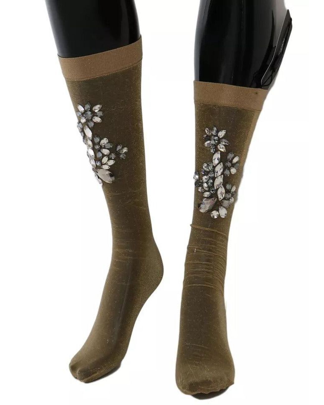 Dolce & Gabbana Metallic Embellished Sheer Socks