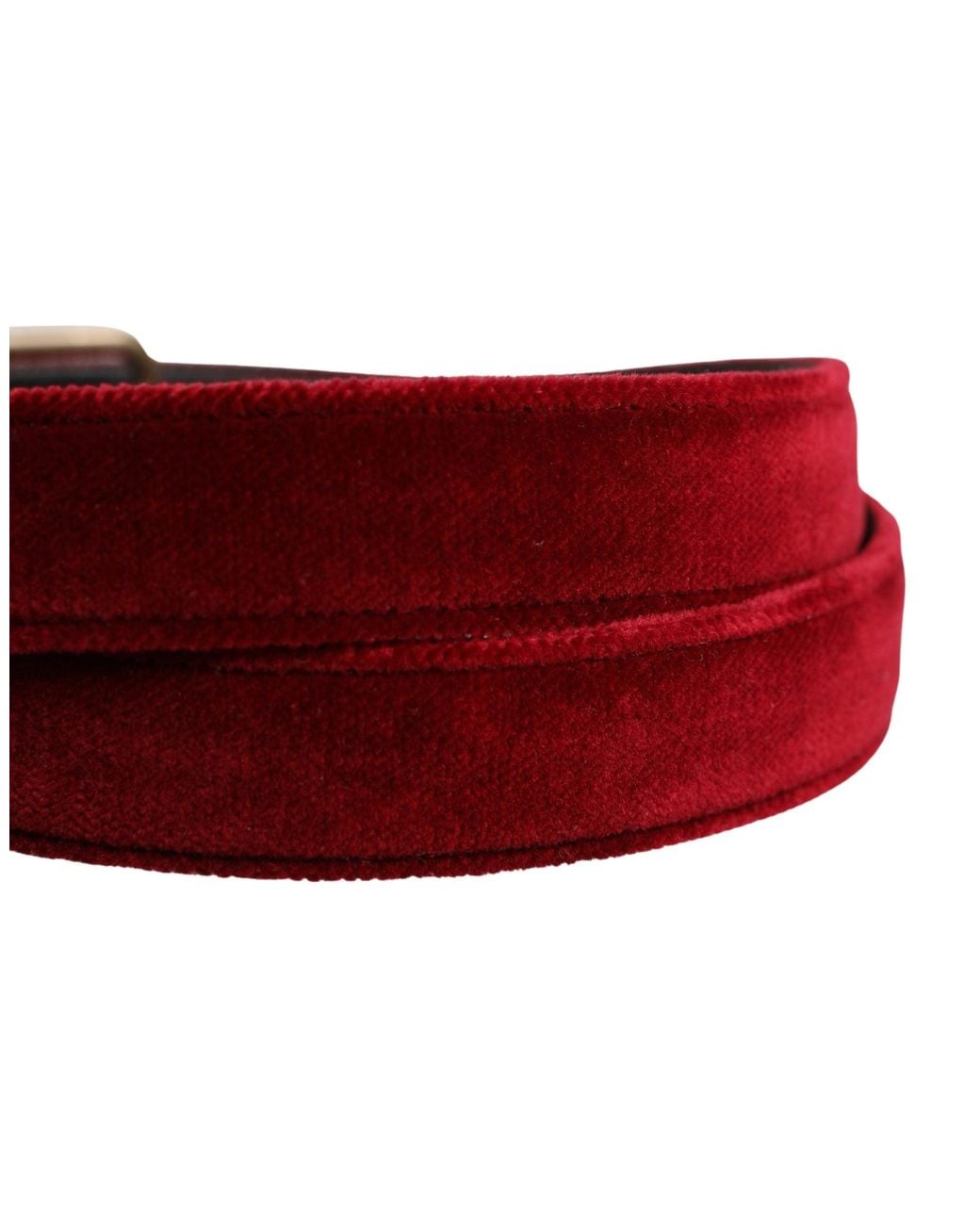Dolce & Gabbana Red Velvet Cotton Metal Buckle Belt Calf for men